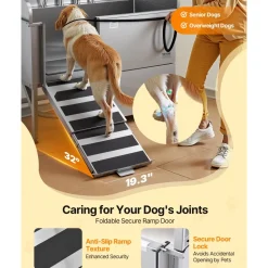 VEVOR 304 Stainless Steel Dog Washing Station, 61 Inch Pet Grooming Tub with Non-Slip Low-Slope Ramp, Storage Drawer, Hot & Cold Faucet, All-in-One Bath for Grooming Shop, Fits All Sizes (Left Door)