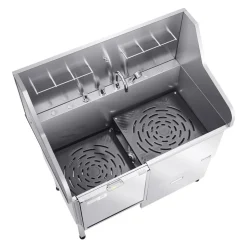 VEVOR Stainless Steel Dog Washing Station, 50 inch Pet Grooming Tub w/ Ramp, Faucet & Showerhead & Soap Holder Leash Dog Bathtub for Large & Medium & Small Pets (Left Door)