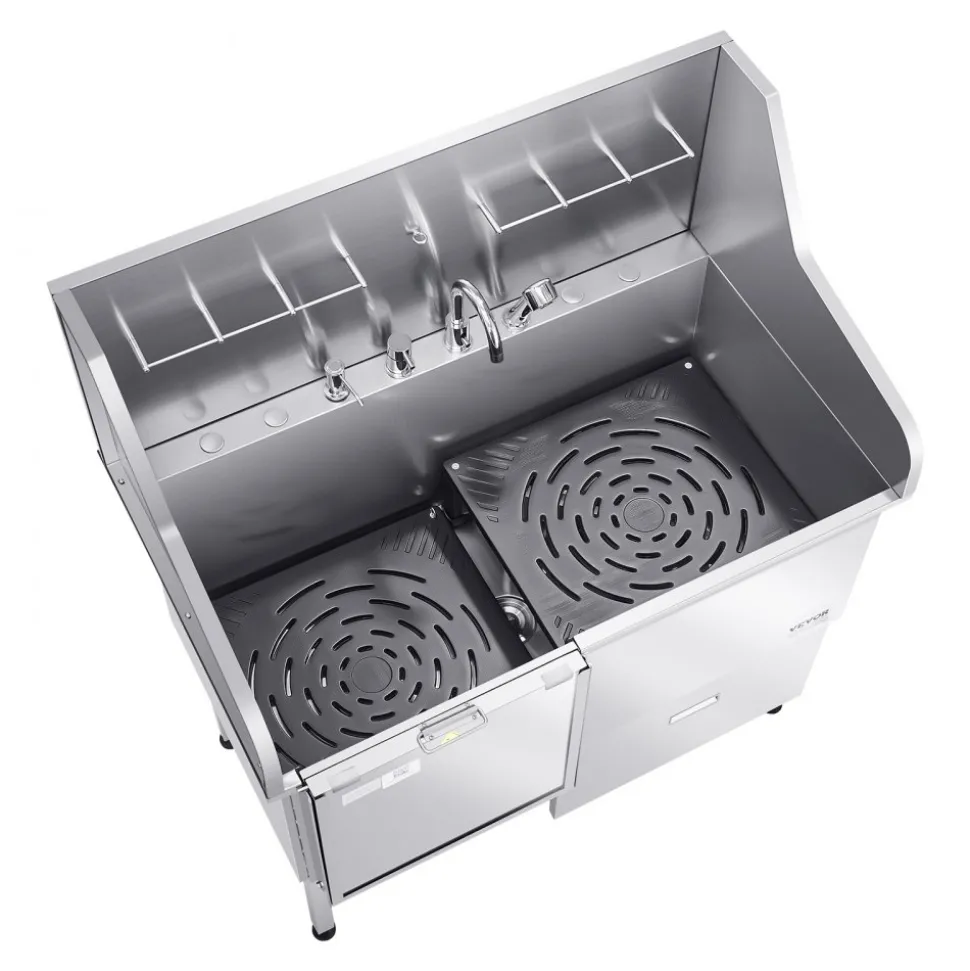 VEVOR Stainless Steel Dog Washing Station, 50 inch Pet Grooming Tub w/ Ramp, Faucet & Showerhead & Soap Holder Leash Dog Bathtub for Large & Medium & Small Pets (Left Door)