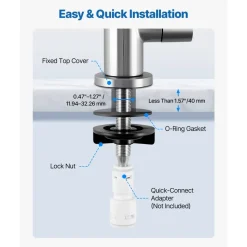 VEVOR Stainless Steel Faucet, Lead-Free Drinking Water Faucets, Reverse Osmosis Faucet with Solid Brass Valve, High Arch Filtered Water Faucets For Kitchen Sink, Bar Counter, Cafe Shop, Brushed Nickel