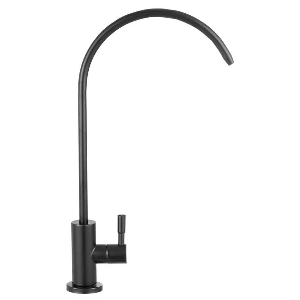 VEVOR Stainless Steel Faucet, Lead-Free Water Purifier Faucets, Reverse Osmosis Faucet with Solid Brass Valve, High Arch Drinking Water Faucets For Kitchen Sink, Bar Counter, Cafe Shop, Matte Black