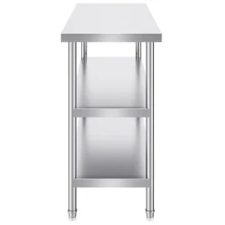 VEVOR Stainless Steel Food Prep Table, 18 x 48 x 34 Inch Commercial Kitchen Worktable, with 2 Adjustable Undershelf, Heavy Duty Prep Table Metal Work Table for BBQ, Kitchen, Home, and Garage