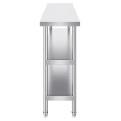 VEVOR Stainless Steel Food Prep Table, 14 x 60 x 34 Inch Commercial Kitchen Worktable, with 2 Adjustable Undershelf, Heavy Duty Prep Table Metal Work Table for BBQ, Kitchen, Home, and Garage