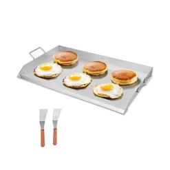 VEVOR Stainless Steel Griddle, 36x22 inch Universal Flat Top Rectangular Plate, Gas Grill Griddle for BBQ Grill, Teppanyaki, Portable Family Cookware with Handle, for Camping Tailgating Party