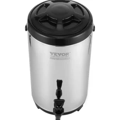 VEVOR Stainless Steel Insulated Beverage Dispenser, 2.4 Gallon 9.2 Liter, Thermal Hot and Cold Drink Server Dispenser with Spigot Handle, Food-grade for Hot Tea Coffee Water Restaurant Drink Shop