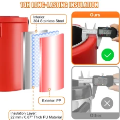 VEVOR Stainless Steel Insulated Beverage Dispenser, 4.5 Gallon 17.2 Liter, Thermal Hot and Cold Drink Server Dispenser with Spigot Handle, Food-grade for Hot Tea Coffee Water Restaurant Drink Shop