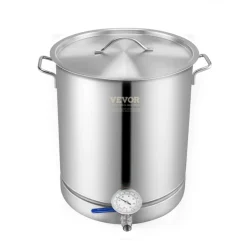VEVOR Stainless Steel Kettle, 5 GALLON Brewing Pot, Tri Ply Bottom for Beer, Brew Kettle Pot, Home Brewing Supplies Includes Lid, Handle, Thermometer, Ball Valve Spigot, Filter, Filter Tray