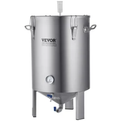 VEVOR 304 Stainless Steel Kettle, 16 GALLON Beer Brew Fermentor, Brew Bucket Fermentor for Brewing, Home Brewing Supplies with Base, Kettle Stock Pot Includes Lid, Handle, Valve, Spigot, Thermometer