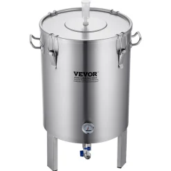 VEVOR 304 Stainless Steel Kettle, 16 GALLON Beer Brew Fermentor, Brew Bucket Fermentor for Brewing, Home Brewing Supplies with Base, Kettle Stock Pot Includes Lid, Handle, Valve, Spigot, Thermometer