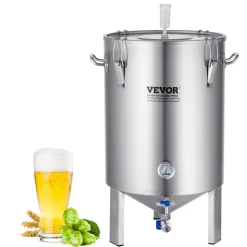 VEVOR 304 Stainless Steel Kettle, 16 GALLON Beer Brew Fermentor, Brew Bucket Fermentor for Brewing, Home Brewing Supplies with Base, Kettle Stock Pot Includes Lid, Handle, Valve, Spigot, Thermometer