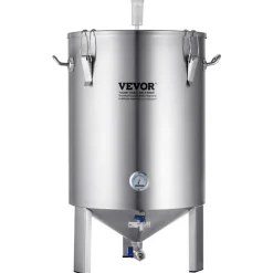 VEVOR 304 Stainless Steel Kettle, 16 GALLON Beer Brew Fermentor, Brew Bucket Fermentor for Brewing, Home Brewing Supplies with Base, Kettle Stock Pot Includes Lid, Handle, Valve, Spigot, Thermometer