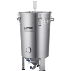 VEVOR 304 Stainless Steel Kettle, 8 GALLON Beer Brew Fermentor, Brew Bucket Fermentor for Brewing, Home Brewing Supplies with Base, Kettle Stock Pot Includes Lid, Handle, Valve, Spigot, Thermometer