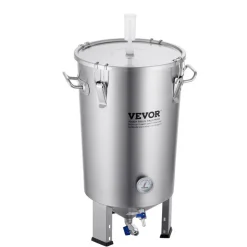 VEVOR 304 Stainless Steel Kettle, 8 GALLON Beer Brew Fermentor, Brew Bucket Fermentor for Brewing, Home Brewing Supplies with Base, Kettle Stock Pot Includes Lid, Handle, Valve, Spigot, Thermometer