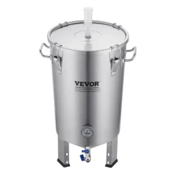 VEVOR 304 Stainless Steel Kettle, 8 GALLON Beer Brew Fermentor, Brew Bucket Fermentor for Brewing, Home Brewing Supplies with Base, Kettle Stock Pot Includes Lid, Handle, Valve, Spigot, Thermometer