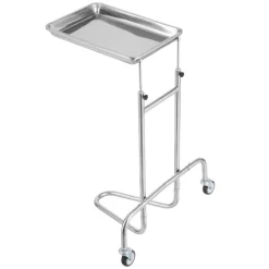 VEVOR Stainless Steel Lab Carts, Lab Utility Cart with Single Tray, Mobile Medical Cart with 2 Silent Wheels, Lab Rolling Cart for Lab, Clinic, Hospital, Salon