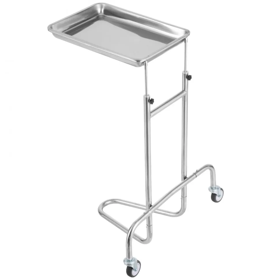 VEVOR Stainless Steel Lab Carts, Lab Utility Cart with Single Tray, Mobile Medical Cart with 2 Silent Wheels, Lab Rolling Cart for Lab, Clinic, Hospital, Salon