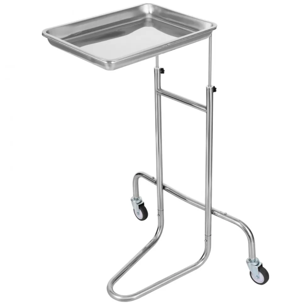 VEVOR Stainless Steel Lab Carts, Lab Utility Cart with Single Tray, Mobile Medical Cart with 2 Silent Wheels, Lab Rolling Cart for Lab, Clinic, Hospital, Salon