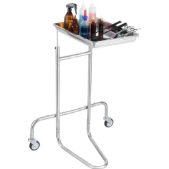 VEVOR Stainless Steel Lab Carts, Lab Utility Cart with Single Tray, Mobile Medical Cart with 2 Silent Wheels, Lab Rolling Cart for Lab, Clinic, Hospital, Salon