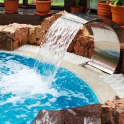 VEVOR Stainless Steel Pool Fountain 17.7 x 11.8 x 23.6 inches Pool Fountain Silver Pool Fountains for In Ground Pools Garden Outdoor Waterfalls Sheer Descent Pond Water Feature
