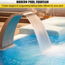 VEVOR Stainless Steel Pool Fountain 17.7 x 11.8 x 23.6 inches Pool Fountain Silver Pool Fountains for In Ground Pools Garden Outdoor Waterfalls Sheer Descent Pond Water Feature