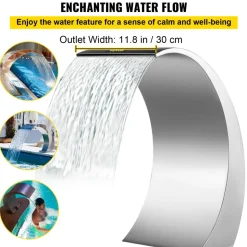 VEVOR Stainless Steel Pool Fountain 17.7 x 11.8 x 23.6 inches Pool Fountain Silver Pool Fountains for In Ground Pools Garden Outdoor Waterfalls Sheer Descent Pond Water Feature