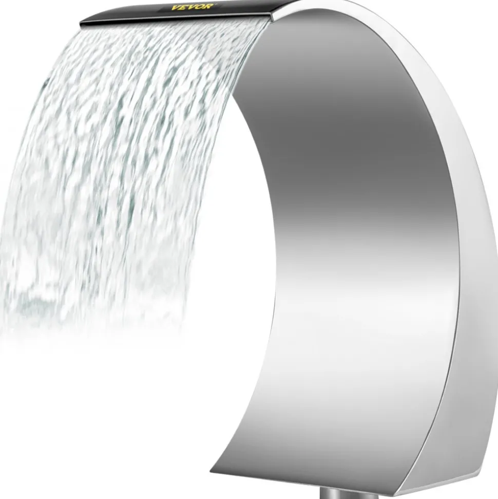 VEVOR Stainless Steel Pool Fountain 17.7 x 11.8 x 23.6 inches Pool Fountain Silver Pool Fountains for In Ground Pools Garden Outdoor Waterfalls Sheer Descent Pond Water Feature