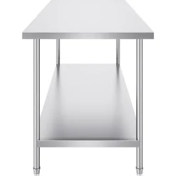 VEVOR Stainless Steel Prep Table, 30 x 72 x 34 Inch, 920 lbs Load Capacity, Heavy Duty Metal Worktable with 3 Adjustable Height Levels, Commercial Workstation for Kitchen Garage Restaurant Backyard