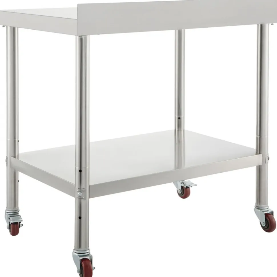 VEVOR Stainless Steel Prep Table, 24 x 72 x 34 Inch, 880 lbs Load Capacity, Heavy Duty Metal Worktable with 3 Adjustable Height Levels, Commercial Workstation for Kitchen Garage Restaurant Backyard