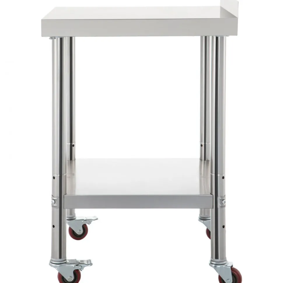 VEVOR Stainless Steel Prep Table, 24 x 72 x 34 Inch, 880 lbs Load Capacity, Heavy Duty Metal Worktable with 3 Adjustable Height Levels, Commercial Workstation for Kitchen Garage Restaurant Backyard