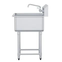 VEVOR Stainless Steel Prep & Utility Sink, 1 Compartment Free Standing Small Sink Include Faucet & legs, 27