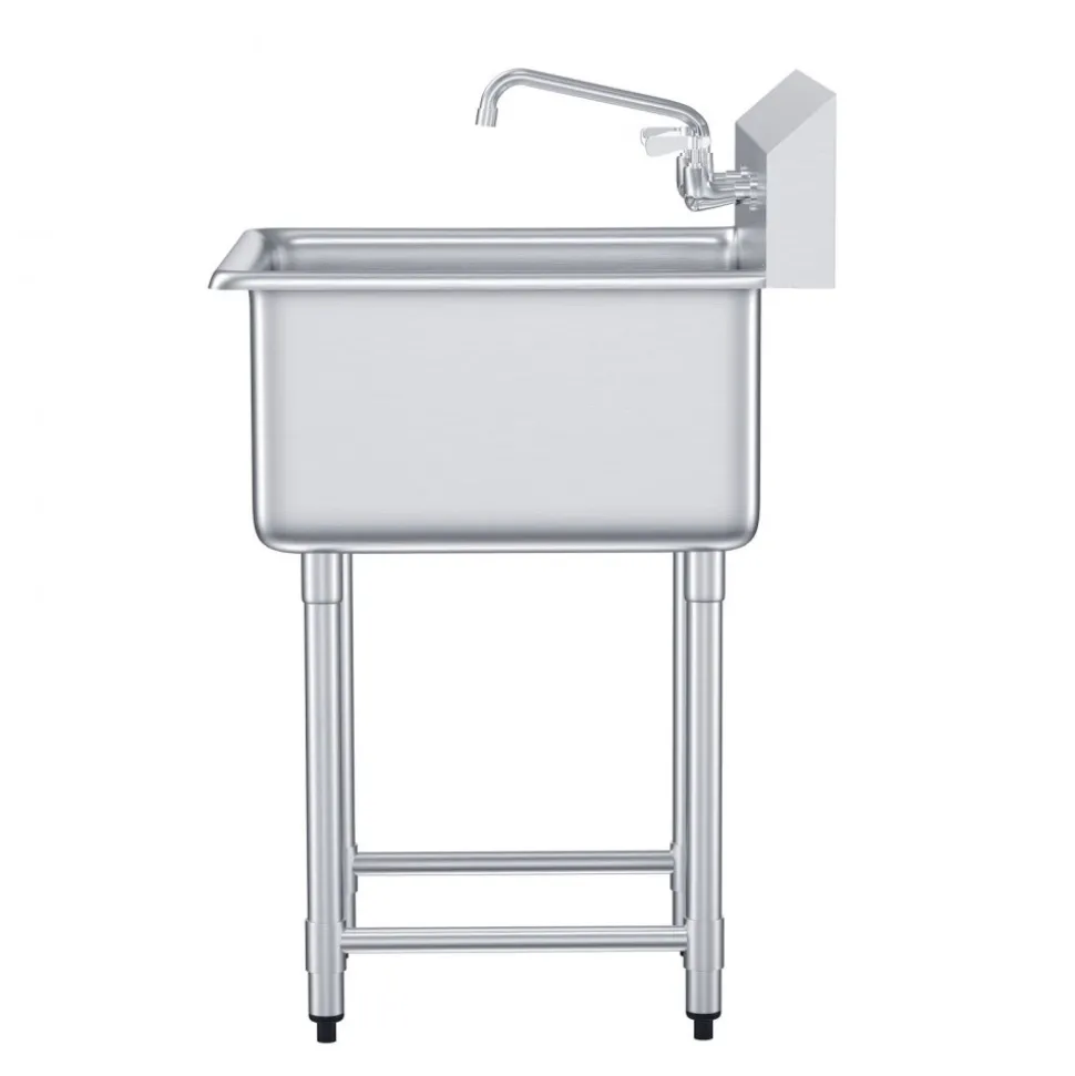 VEVOR Stainless Steel Prep & Utility Sink, 1 Compartment Free Standing Small Sink Include Faucet & legs, 27"x41" Commercial Single Bowl Sinks for Garage, Restaurant, Kitchen, Laundry