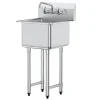 VEVOR Stainless Steel Prep & Utility Sink, 1 Compartment Free Standing Small Sink Include Faucet & legs, 18"x41" Commercial Single Bowl Sinks for Garage, Restaurant, Kitchen, Laundry