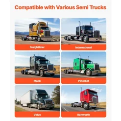 VEVOR Stainless Steel Quarter Fenders for Semi Trucks, 24" x 24" Semi Truck Fenders with Tube Bracket and Mounting Hardware, 1 Pair Right & Left Quarter Fender Set, Fit for Freightliner, Peterbilt