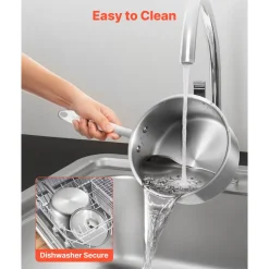 VEVOR Stainless Steel Saucepan Set, 1 QT & 2 QT & 3 QT Saucepans with Glass Lids, Multipurpose Nonstick Stainless Steel Sauce Pot with Ergonomic Handle, Friendly for Oven, Dishwasher, Induction Cooker