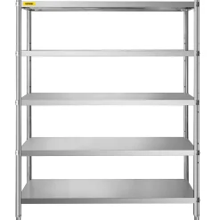 VEVOR Stainless Steel Shelving 60x18.5 Inch 5 Tier Adjustable Shelf Storage Unit Stainless Steel Heavy Duty Shelving for Kitchen Commercial Office Garage Storage 330lb Per Shelf