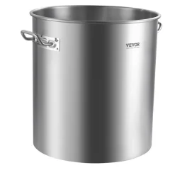 VEVOR Stainless Steel Stockpot, 54L Large Cooking Pots, Cookware Sauce Pot with Basket, Lid, and Handle, Heavy Duty Commercial Grade Stock Pot, Sanding Treatment, for Large Groups Events Silver