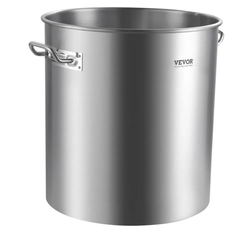 VEVOR Stainless Steel Stockpot, 54L Large Cooking Pots, Cookware Sauce Pot with Basket, Lid, and Handle, Heavy Duty Commercial Grade Stock Pot, Sanding Treatment, for Large Groups Events Silver