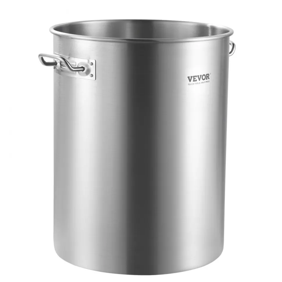 VEVOR Stainless Steel Stockpot, 42 Quart Large Cooking Pots, Multipurpose Cookware Sauce Pot with Lid & Handle, Heavy Duty Commercial Grade Stock Pot, Sanding Treatment, for Large Groups Events Silver