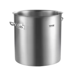 VEVOR Stainless Steel Stockpot, 53 Quart Large Cooking Pots, Cookware Sauce Pot with Lid, and Handle, Heavy Duty Commercial Grade Stock Pot, Sanding Treatment, for Large Groups Events Silver