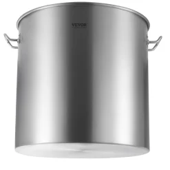 VEVOR Stainless Steel Stockpot, 100 Quart Large Cooking Pots, Cookware Sauce Pot with Basket, Lid, and Handle, Heavy Duty Commercial Grade Stock Pot, Sanding Treatment, for Large Groups Events Silver