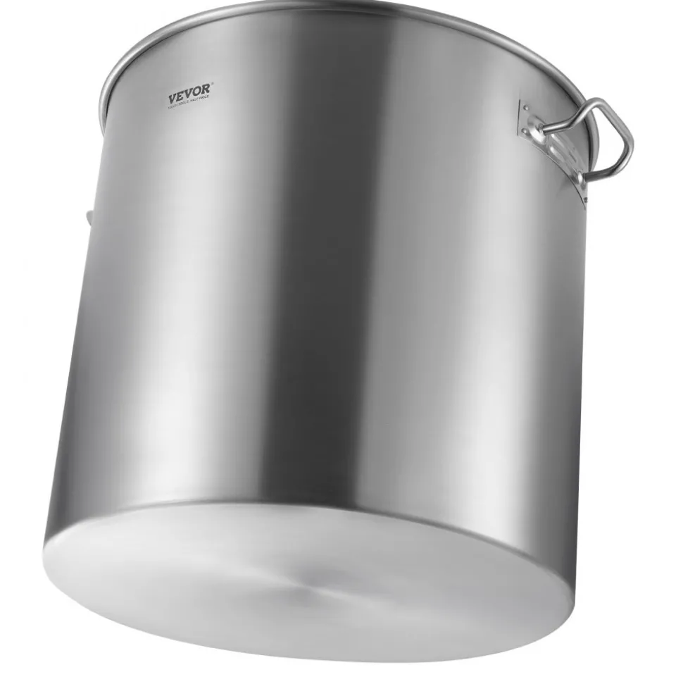 VEVOR Stainless Steel Stockpot, 100 Quart Large Cooking Pots, Cookware Sauce Pot with Basket, Lid, and Handle, Heavy Duty Commercial Grade Stock Pot, Sanding Treatment, for Large Groups Events Silver