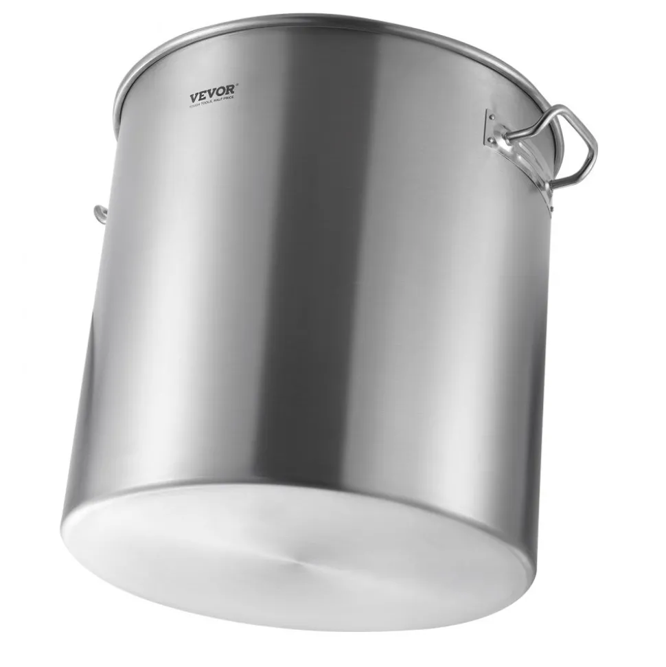VEVOR Stainless Steel Stockpot, 84 Quart Large Cooking Pots, Cookware Sauce Pot with Basket, Lid, and Handle, Heavy Duty Commercial Grade Stock Pot, Sanding Treatment, for Large Groups Events Silver