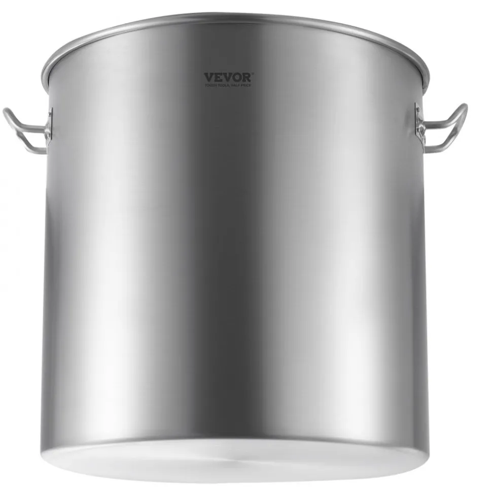 VEVOR Stainless Steel Stockpot, 84 Quart Large Cooking Pots, Cookware Sauce Pot with Basket, Lid, and Handle, Heavy Duty Commercial Grade Stock Pot, Sanding Treatment, for Large Groups Events Silver