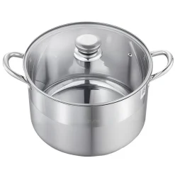 VEVOR Stainless Steel Stock Pot, 12-Quart Stainless Steel Stockpot with Glass Lid, PFOA-Free, PFAS-Free, Compatible with Gas Stoves, Induction Cooktops, Electric Stoves, for Soups, Stews, and Pasta