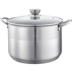 VEVOR Stainless Steel Stock Pot, 12-Quart Stainless Steel Stockpot with Glass Lid, PFOA-Free, PFAS-Free, Compatible with Gas Stoves, Induction Cooktops, Electric Stoves, for Soups, Stews, and Pasta