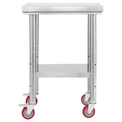 VEVOR Stainless Steel Table, 24 x 18 Inches Food Prep Worktable with Wheels, Kitchen Prep Table with Adjustable Undershelf Workstations for Commercial Kitchen, Restaurant, Hotel and Garage, Outdoor