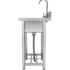 VEVOR Stainless Steel Utility Sink, 1 Compartment Free Standing Small Sink Include Faucet & legs, 16 x 13 x 8.7 in Commercial Single Bowl Sinks for Garage, Restaurant, Kitchen, Laundry