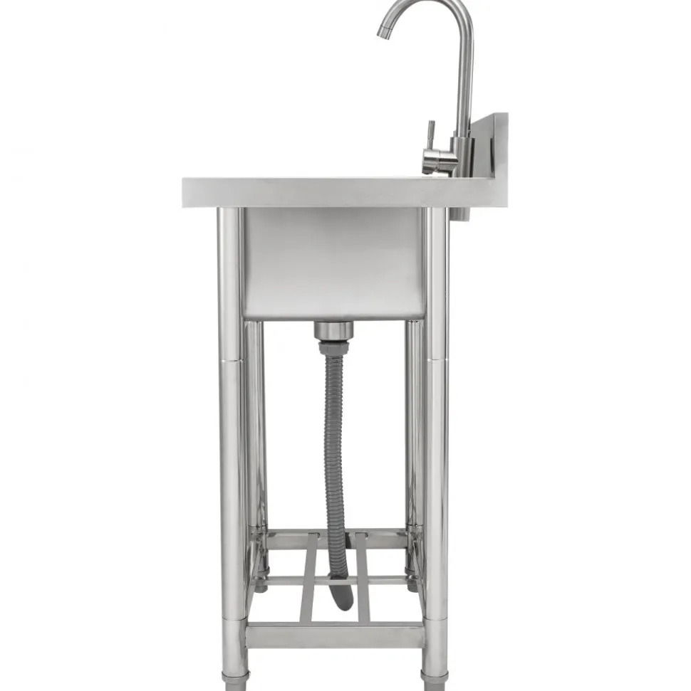 VEVOR Stainless Steel Utility Sink, 1 Compartment Free Standing Small Sink Include Faucet & legs, 16 x 13 x 8.7 in Commercial Single Bowl Sinks for Garage, Restaurant, Kitchen, Laundry