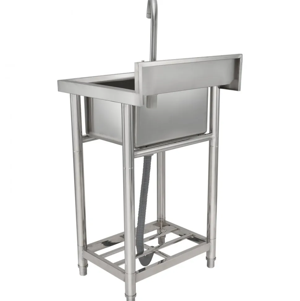 VEVOR Stainless Steel Utility Sink, 1 Compartment Free Standing Small Sink Include Faucet & legs, 16 x 13 x 8.7 in Commercial Single Bowl Sinks for Garage, Restaurant, Kitchen, Laundry