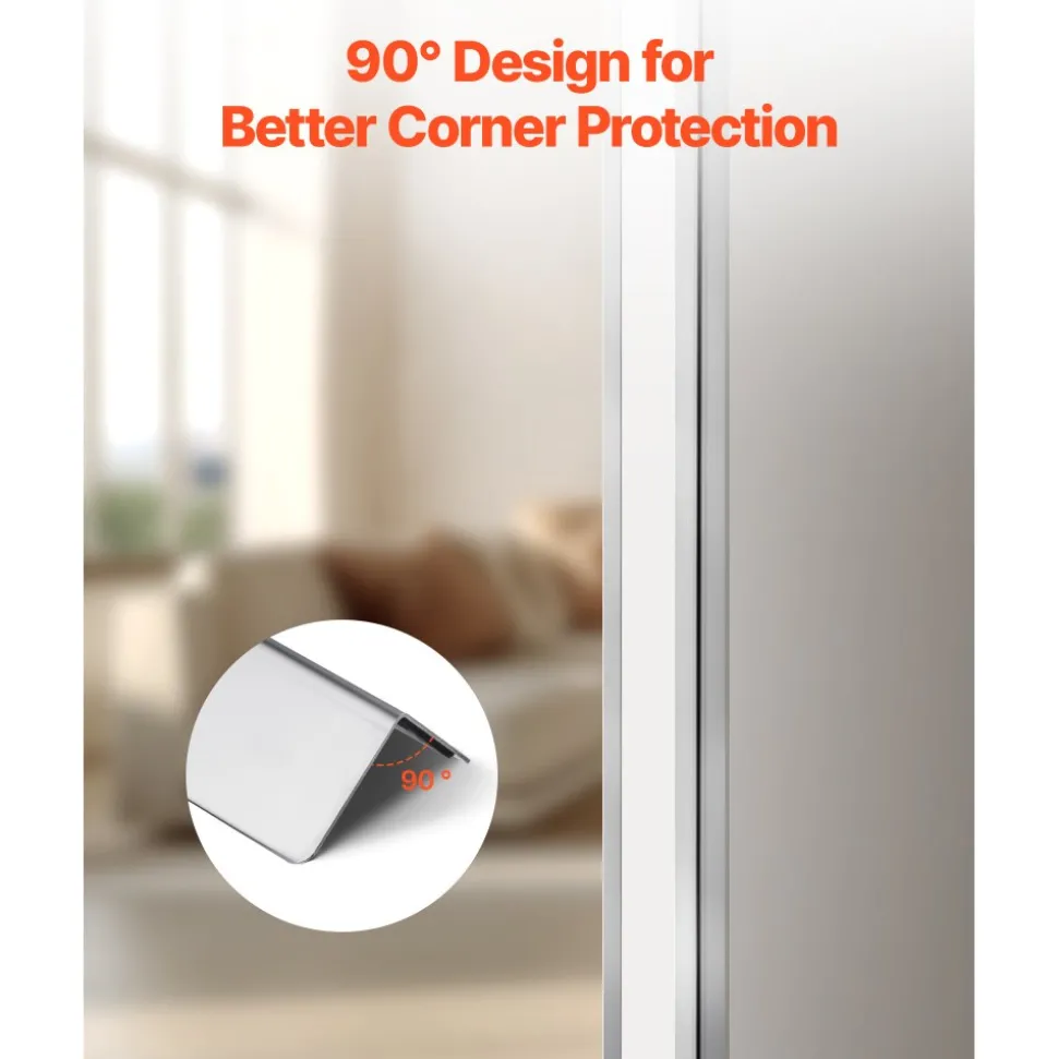 VEVOR Stainless Steel Wall Corner Protector, 1.5 x 1.5 x 96 inch, 10 Pack Metal Corner Guards, 304 Stainless Steel Edge Trim 90-Degree Angle for Home,Office,Commercial Wall Protection, with 3m Tape